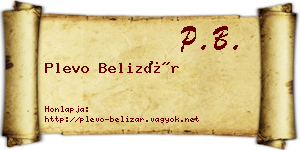 Plevo Belizár névjegykártya